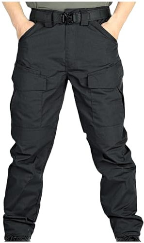 HAQICUM Returns Pallet Clearance Men Hiking Tactical Trousers Lightweight Combat Trousers Men UK Work Cargo Pants with Multi Pockets Outdoor Trousers Black