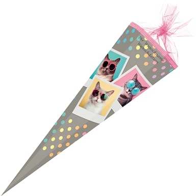 Schultüte mit Gravur / Zuckertüte / 85cm / eckig / Katzen - Cool Cats