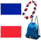 Generisch Sport Fanpaket Fanartikel Fußball WM EM Frankreich mit Turnbeutel, Hawaii Blumenkette (Lei), Fahne (Frankreich)