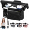 HINATAA Organiseur de poussette pour bébé avec 2 porte-gobelets, organisateur de poussette avec bandoulière et 2 crochets sécurisés, accessoires de poussette avec poche zippée (noir)