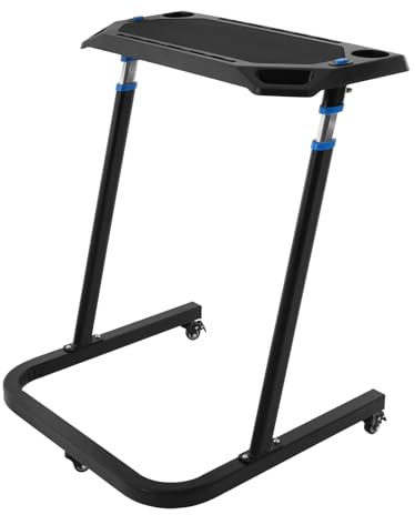 Fahrradtisch, Multifunktionspult Höhenverstellbar, Laptoptisch mit Rollen, Fahrrad Trainingstisch für den Innenbereich, Schwarz