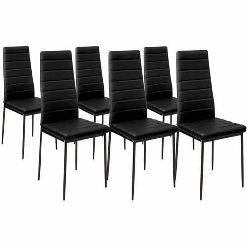 IDMarket - Set aus 6 schwarzen Romane Esszimmerstühlen