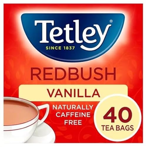Tetley Redbush Tea with Vanilla - Naturally Caffeine-Free Rooibos Tea Bags - Smooth, Aromatic & Soothing - Rainforest Alliance Certified - Ethically Sourced & Sustainable - 240 Teabags (6 x 40)