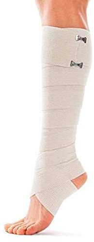 Benda Elastica Compressiva-Bendaggio Elastico Rullo di compressione con fermagli in metallo-Benda elastica adesiva-bendaggio elastico nastro - 10cm x 5m Beige
