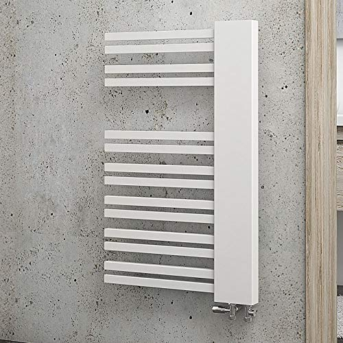 Schulte H023008 04 Badheizkörper Bologna, 81 x 50 cm, 387 Watt Leistung, Anschluss unten rechts, alpinweiß, Heizkörper mit Handtuchhalter-Funktion