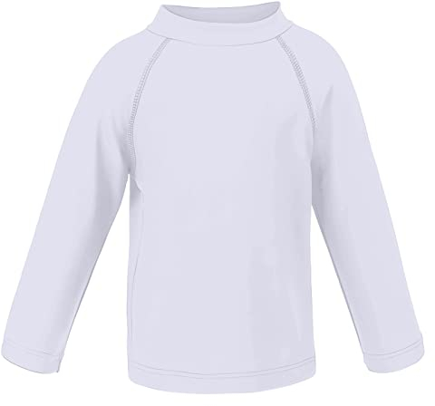 LACOFIA Traje de baño Infantil Camiseta de baño de Manga Corta para niños Rashguard con protección Solar Secado rapido Blanco 90