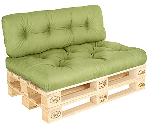 Pillows24 – Palettenkissen – 2-teiliges Set | Palettenauflage für Palettensofa | Sitz- und Rückenkissen für Europaletten | Palettenmöbel Indoor & Outdoor, Wasserabweisend | Made in EU | Lemon