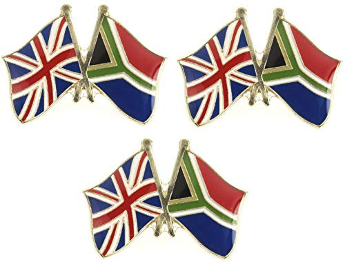 set of 3 x Flag of United Kingdom Union Jack Flag and South Africa metal pin badges badge
