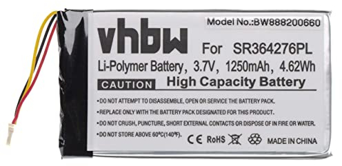 vhbw Akku kompatibel mit Becker BE B20, BE B10, Active.5 LMU, BE B60 GPS Navigation Navi (1250 mAh, 3,7 V, Li-Polymer)