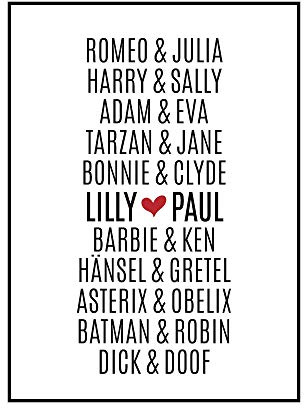 Romeo und Julia, Personalisiertes Poster, lustiges Geschenk zur Hochzeit, Valentinstag, Hochzeitsgeschenk, Verlobung, Geburtstag, Weihnachten, Liebe, Traumpaar Liebespaar