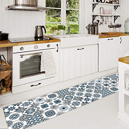 CREARREDA Läufer Teppich Küchenteppich Summer Tiles 50x180 Isolierend, feuerhemmend, Kratzfest, hypoallergen, leicht zu waschender Vinyl Teppich. Komplett in Italien hergestellt