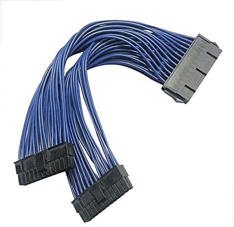Zahara Dual PC Power Supply Verlängerungs Kabel für ATX 24 Pin 1 auf 2 Port PSU Stecker auf Buchse Y-Splitter Stromkabel Motherboard Extension Cable PSU Female to Male Y Splitter 1Ft