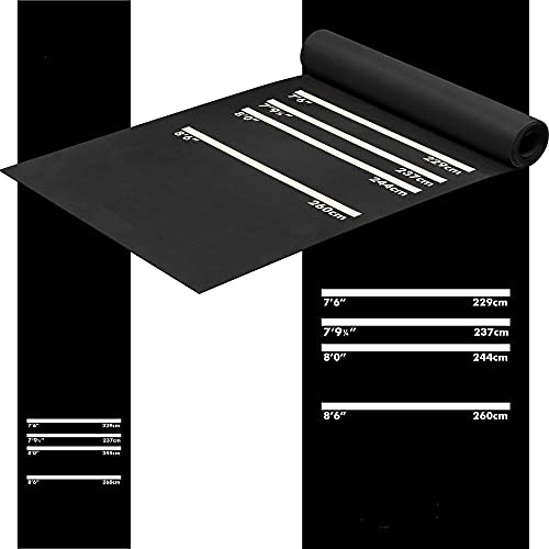 Designa Darts MAT21 | Strapazierfähige Gummi-Dart-Teppich, rutschfest, Schwarz, 290 cm x 60 cm