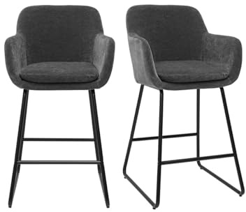 Miliboo Barhocker mit Samteffekt dunkelgrau H65 cm (2er-Set) AMIKA