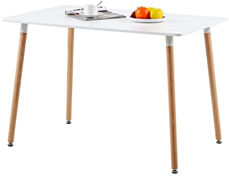 FURNITABLE Skandinavisch Esszimmertisch Rechteckig Kaffeetisch,Modern Wohnzimmertisch Holztisch für Büro Küche, Weiß, 110 x 70 x 73 cm