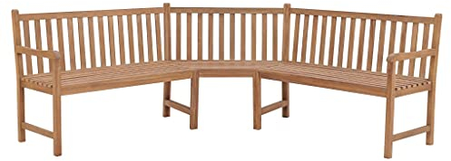 INLIFE Garten-Eckbank 185x185x90 cm Massivholz Teak