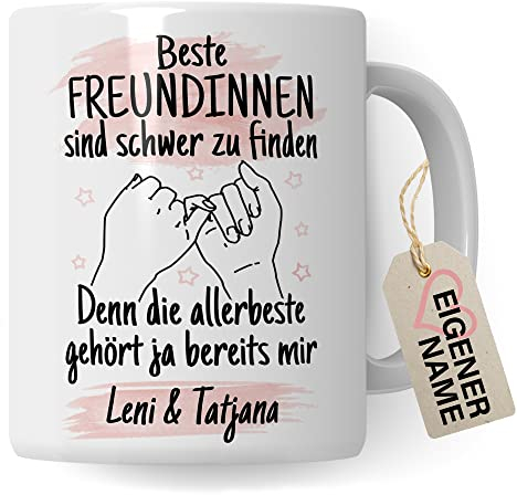 Tasse beste Freundin personalisiert Geschenke - Beste Freundinnen sind schwer zu finden - Geburtstags-Geschenk für Freundin eigene Namen - Frauen personalisieren Kaffee-Becher (Weiß)