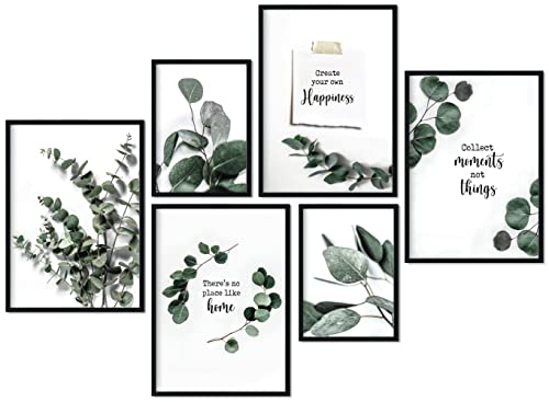 CreativeRobin » Eukalyptus & Monstera Pflanzen « Premium Poster-Set als Wohnzimmer Deko | 4x A3 + 2x A4 Wandbilder Collage