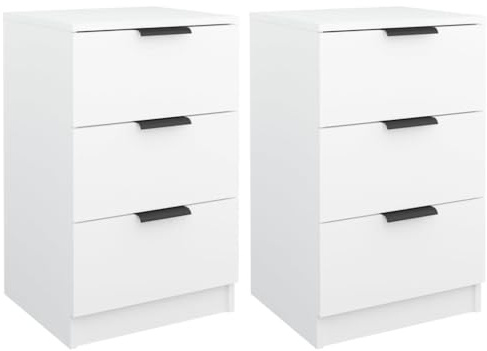 vidaXL Bedside Cabinets 2 pcs White 40x36x65 cm | Loads of room for your stuff, Sleek white finish that looks great, Made from water-resistant engineered wood
