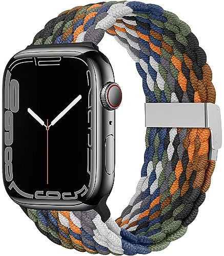 TINICR Ersatzarmband Kompatibel mit iWatch Armband 49mm 45mm 44mm 42mm, Elastisches Verstellbares Geflochtenes Nylon Solo Loop Sport Armbänder für iWatch Series Ultra/SE/8/7/6/5/4/3/2/1 Herren Damen