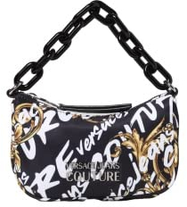 VERSACE JEANS COUTURE Handtasche, Umhängetasche, Hobo Bag Nylon, Schwarz-Weiß-Gold