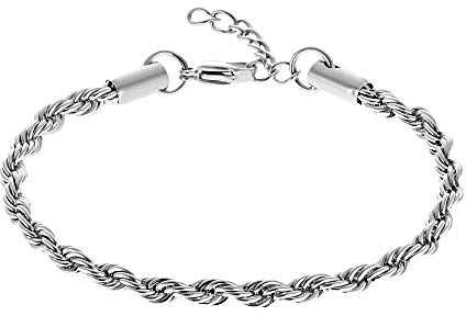 Heideman Armband Nick Herren - Aus hochwertigem Edelstahl silber farbend glänzend poliert ineinander gedrehte Kettenstänge - Armkette für Männer Länge verstellbar