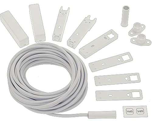 BKS B 5469 0010 Einbautürkontakt Reedkontakt IP68 Sicherheitsbeschlag mit Anschlussleitung 5 Meter und Aufbaugehäuse Kunststoff weiß B54690010, Silber