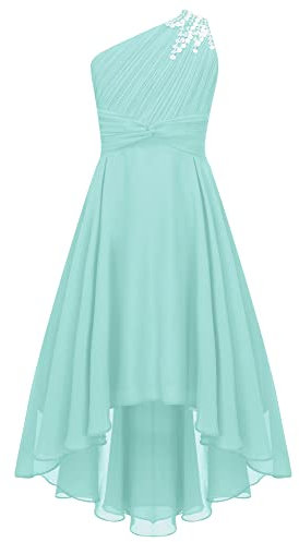 iEFiEL Elegante Abito da Principessa Bambina Ragazza Vestito da Cerimonia Abito da Damigella d'Onore Cocktail Festa di Compleanno Sposa Nozze Menta Verde 13-14 Anni