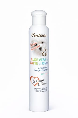 Centisia Reinigungsgel für Tiere, Fellpflege Hund, ohne auszuspülen, Aloe und Reis, 200 ml, Trockenshampoo, natürlich und biologisch, ohne Parabene und Silikone