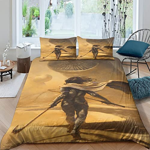 Düne: Erster Teil Bettbezug Und Kissenbezug 3D-Digitaldruck Ultraweich Düne Bettwäsche Geeignet Für Mädchen Jungen Teenager Bettbezüge Und Kissenbezüge 50 X 75cm King（220x240cm）