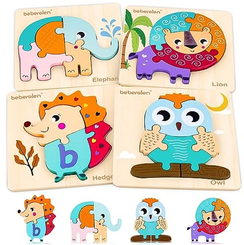 Beberolen Holzpuzzle ab 2 Jahr, Holzspielzeug Puzzle ab 2 und 3 Jahre, Montessori Spielzeug Lernspielzeug Geschenk für Kinder