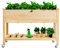 GOPLUS Carré Potager avec Roues Verrouillables, Jardinière Surélevée sur Pied en Bois avec Étagère de Rangement & Trou de Drainage pour Fleurs, Herbes, Légumes, Fruits, 120x59x84cm