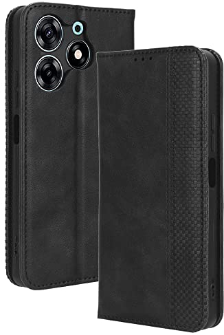 BellaCase Tecno Spark 10 Pro Coque [Étui Portefeuille] [Fonction Support] [Slots pour Cartes] [Couverture à Rabat Magnétique] Compatible avec Le Smartphone Tecno Spark 10 Pro(Noir)