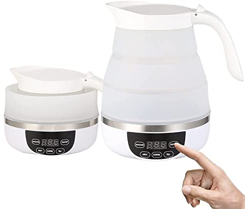 FairUo Kettles, Portable Kettle for Travel, 0.6L Kettle Mini Travel Folding Kettle, Stainless Steel Edible Kettles, Winter Outdoor Foldable Kettle, Used for Family Outings/White/18 * 15 * 20Cm