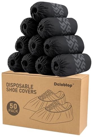 Shoe Covers Disposable Non-Slip - Black Shoe Covers for Indoors,50Pcs Booties for Shoe cover,Fits Up To 11 US Men and 13 US Women Size,Non-Woven Fabric