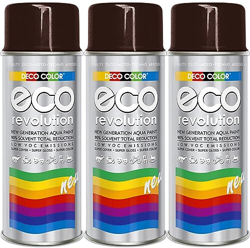 Fahrzeugteile Hoffmann 3er Sparpack Deco Color ECO Lackspray glänzend oder matt 400ml nach RAL (3 Dosen ECO RAL 8017 Schokoladenbraun Glanz)