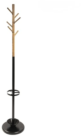 KARAT Andrew - Porte-manteau en acier aspect bois stable et robuste avec 6 crochets - Pied rond - Parapluie - Porte-manteau pour vêtements, garde-robe et chapeaux - Hauteur 174 cm - Diamètre 28,5 cm -