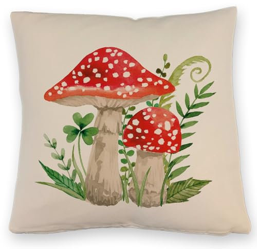 speecheese Fliegenpilz Kissen mit Leinenoptik im Aquarell Stil