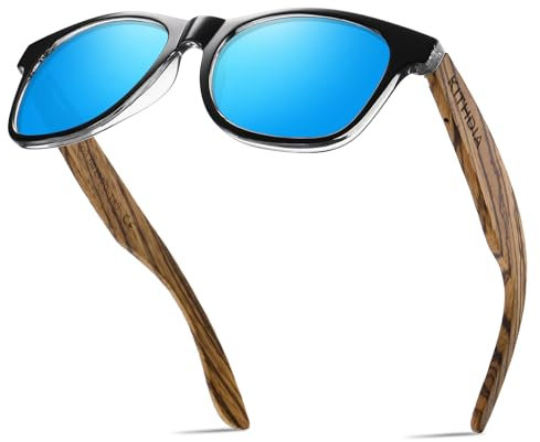 KITHDIA Holz Polarisierte Sonnenbrille Herren Damen Verspiegelt Original UV400-Schutz S5503