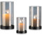 Inweder Glaszylinder Windlichter Kerzenständer für Kleine Stumpenkerzen: 3er Set Windlicht Schwarz Outdoor Tischdeko Kerzenhalter Modern Weihnachten Deko Glas Windlichter Teelicht Kamin Wohnzimmer