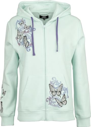 Full Volume by EMP Damen minzgrüne Kapuzenjacke mit Schmetterlingen