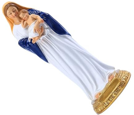LIFKOME Statue Figurine Aus Resin Klassische Mutter Mit Junge Mädchen Statue Für Dekoration Für Religiöse Anlässe Und