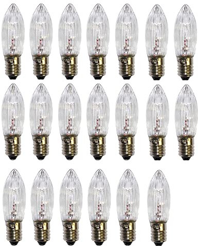 ShuoHui Topkerze Spitzkerze 15V 3W E10 für 15-16 Brennstellen Ersatzbirne Glühbirne Riffelkerze Glühlämpchen für Lichterketten und Schwibbogen (5)