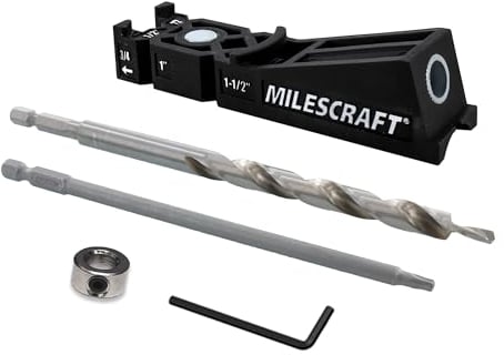 Milescraft 1329 Pocket Jig 100 ST Taschenloch-Bohrlehre mit 9,5-mm-Bohrer und Anschlag und T20-Schraubendreher-Bit. Für Boards mit einer Dicke von 12 mm bis 38 mm