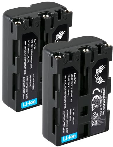 SK Games 2 x SK Battery Replacement for Sony NP-FM500H | 2400 mAh - Battery NP-FM500 NP-FM55H Sony Alpha 77 99 II A68 A77 A99 II DSLR A580 A850 A900 / VG-C77AM VG-C99AM