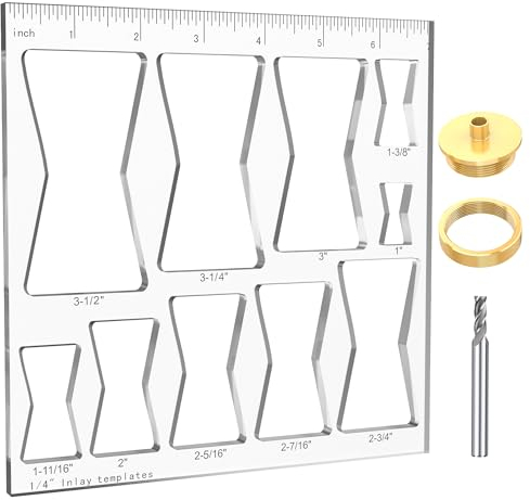 WIMNISV 10-in-1 Fräserschablonen für Holzbearbeitung, Schmetterlings-Vorrichtung, Fliege, Einlage, mit 6,35 mm (1/4 Zoll) Oberfräsenführungsschablone und Mutter, 6,35 mm Fräser-Bits für Holz