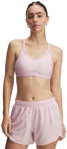 Under Armour Damen Crossback Low Impact Sport-BH, (647) Prime Pink / Weiß, Large
