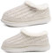 KuaiLu Zapatillas Casa Mujer Memoria cómoda zapatillas de punto de espuma de algodón térmica forrada piel peluche para mujeres calzado doméstico de invierno ortopedia Fascitis plantar Beige 38-39