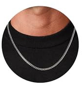 FUNEIA Halskette Herren Edelstahl Panzerkette Kette Silber Männer Kubanische Gliederkette Hip-Hop Silberkette Jungs Men's Necklace Schmuck Geschenk Herren Damen (Länge 51cm, 4mm Breit)