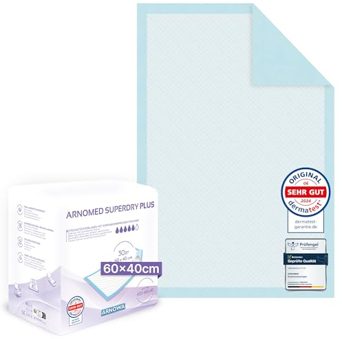 60x ARNOMED® Krankenunterlagen 60x40cm saugstarke Inkontinenzunterlagen | 5-lagige Zellstoff Unterlagen fürs Bett bei Inkontinenz, saugstarke Wickelunterlage für Babys, Wickelunterlage Einweggebrauch